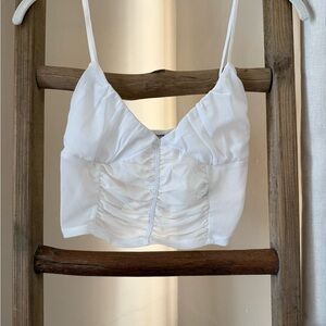 White Ruched Crop Top